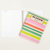 Retro vintage stripes yearly planner (Devant avec enveloppe)