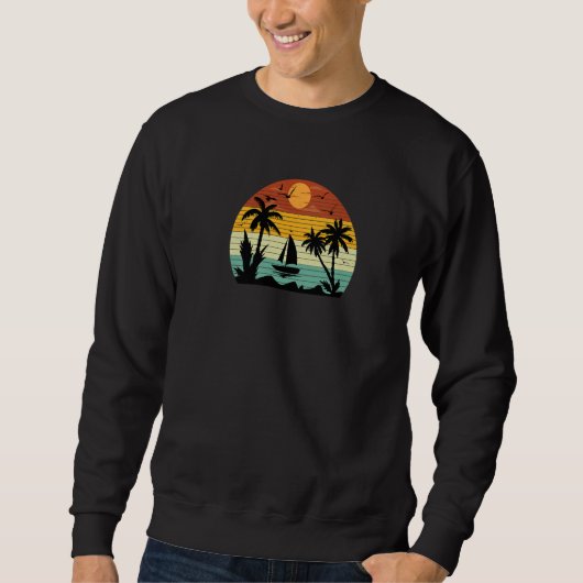 Retro Vintage Sunrise Sunburn Sunset Beach Hawaiia Trui (Voorkant)