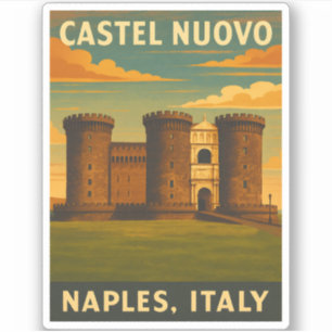 Retro Vintage Travel Castel Nuovo Napels Italië Sticker