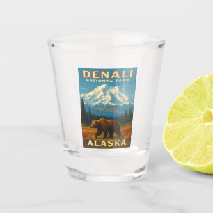Retro Vintage Travel Denali Nationaal Park Alaska Shot Glas