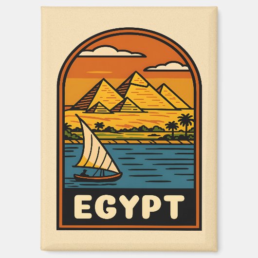 Retro Vintage Travel Egypte Piramide Nijl River Magneet (Voorkant)