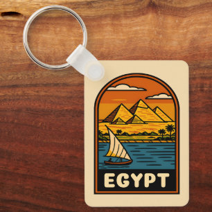 Retro Vintage Travel Egypte Piramide Nijl River Sleutelhanger
