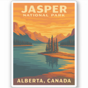 Retro Vintage Travel Jasper Nationaal Park Schilde Sticker