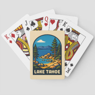 Retro Vintage Travel Lake Tahoe Californië Schilde Pokerkaarten