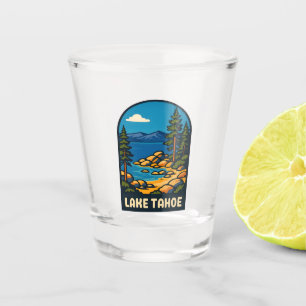 Retro Vintage Travel Lake Tahoe Californië Schilde Shot Glas