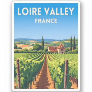 Retro Vintage Travel Loire Valley Frankrijk Wijnga Sticker
