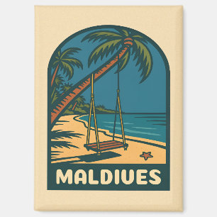 Retro Vintage Travel Malediven Island Beach Schild Magneet
