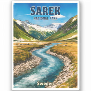 Retro Vintage Travel Sarek Nationaal Park Zweden Sticker