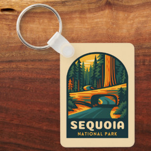 Retro Vintage Travel Sequoia National Park Natuur Sleutelhanger