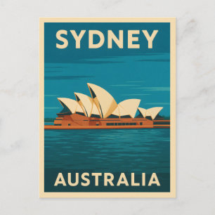 Retro Vintage Travel Sydney Opera House Australië Briefkaart