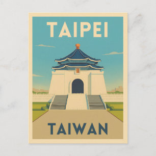 Retro Vintage Travel Taipei Taiwan Monument Briefkaart