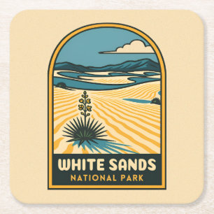 Retro Vintage Travel White Sands Nationaal Park Vierkante Kartonnen Onderzetter