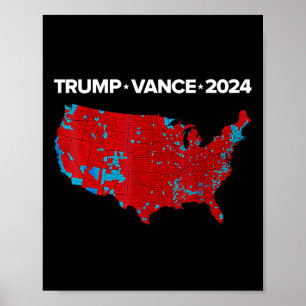 Retro Vintage Trump Vance 2024 Verkiezingskaart 1 Poster