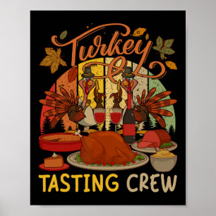Retro Vintage Turkije Proeverij Crew Thanksgiving Poster