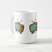 Retro Vintage TV Doodle Esthetiek Koffiemok (Voorkant links)