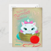 Retro Vintage Valentijn kattefeestdag briefkaart (Voorkant / Achterkant)