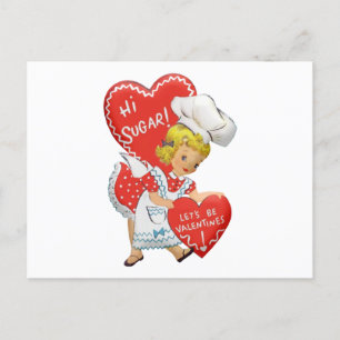 Retro Vintage Valentijnsmeisje Hoi Suiker Briefkaart