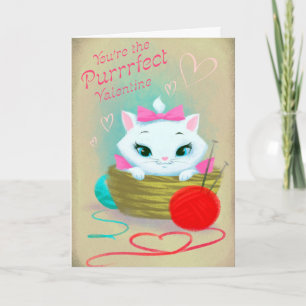 Retro Vintage Valentine cat Carte de vacances