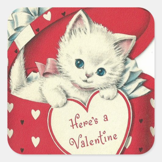 Retro Vintage Valentine cat Vacances sticker (Devant)
