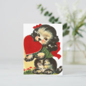 Retro Vintage Valentine chien Carte postale (Debout devant)