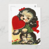 Retro Vintage Valentine chien Carte postale (Devant / Derrière)