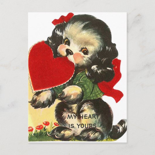 Retro Vintage Valentine chien Carte postale (Devant)