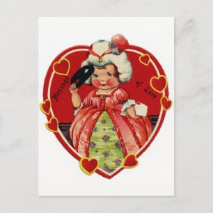 Retro Vintage Valentine fille Carte postale
