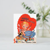 Retro Vintage Valentine fille Carte postale (Debout devant)