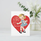 Retro Vintage Valentine fille Carte postale (Debout devant)