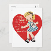 Retro Vintage Valentine fille Carte postale (Devant / Derrière)