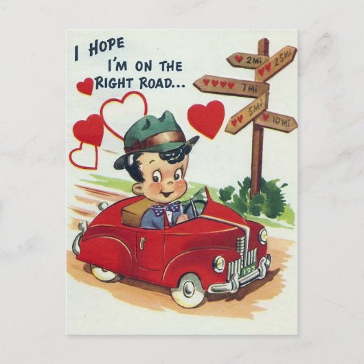 Retro Vintage Valentine Holiday carte postale (Devant)