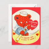 Retro Vintage Valentine ours Carte postale (Devant / Derrière)