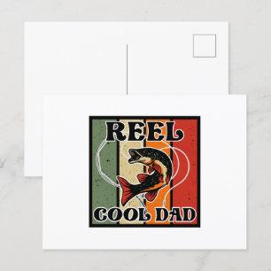 Retro Vintage Visspoel Coole Papa Visliefhebber Briefkaart