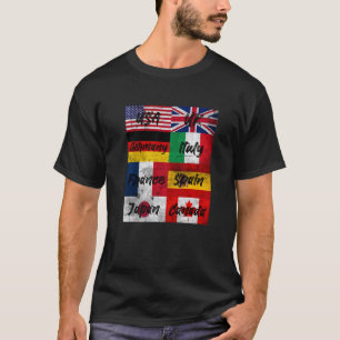 Retro Vintage Vlaggen van de Wereld Illustratie Gr T-shirt