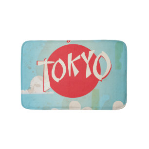 Retro Vintage Vlieg naar Tokio Reisposter Badmat