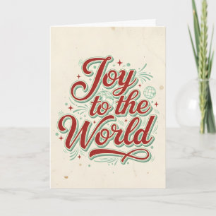 Retro Vintage Vreugde aan de Wereld Kerstmis Feestdagen Kaart