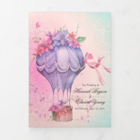Retro Vintage Warmteballon Huwelijk Tri-Fold In