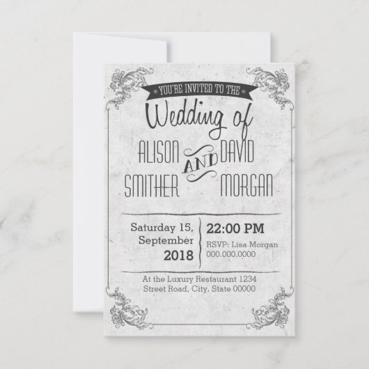 Rétro Vintage wedding invitation (Devant)