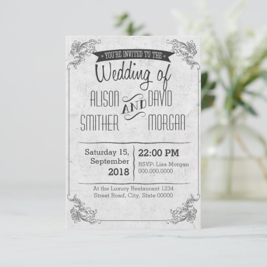 Rétro Vintage wedding invitation (Debout devant)
