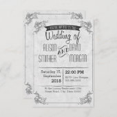 Rétro Vintage wedding invitation (Devant / Derrière)