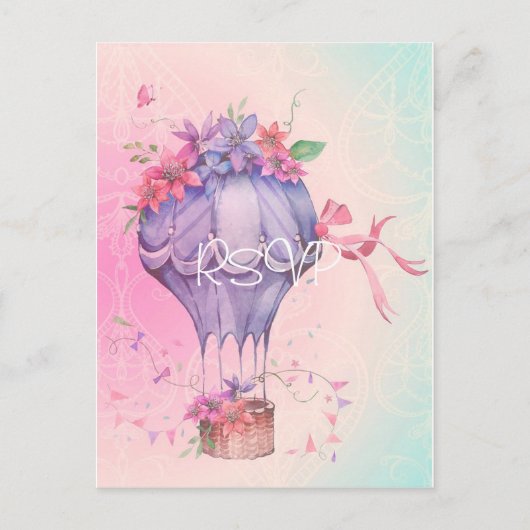 Retro Vintage Wedding Invitation RSVP met foto Briefkaart (Voorkant)