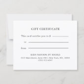 Retro Vintage Witte Cadeaubon (Achterkant)