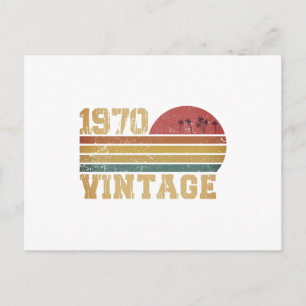 Retro Vintage Zonsondergang 1970 Verjaardag Briefkaart