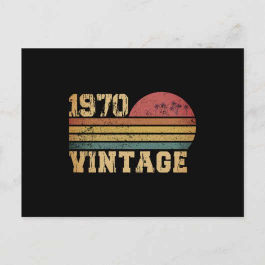Retro Vintage Zonsondergang 1970 Verjaardag Briefkaart (Voorkant)