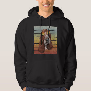 Retro Vintage Zonsondergang Basset Hound Moeder Va Hoodie