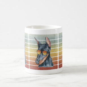 Retro Vintage Zonsondergang Dobermann Moeder Vader Koffiemok