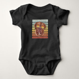 Retro Vintage Zonsondergang Franse Mastiff Moeder Romper