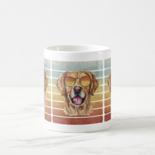Retro Vintage Zonsondergang Golden Retriever Moede Koffiemok