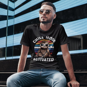 Retro Vintage Zonsondergang & Luiaard, Chill Mode T-shirt