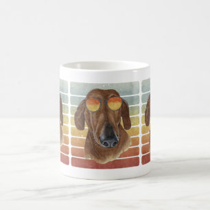 Retro Vintage Zonsondergang Rode Dachshund Moeder Koffiemok